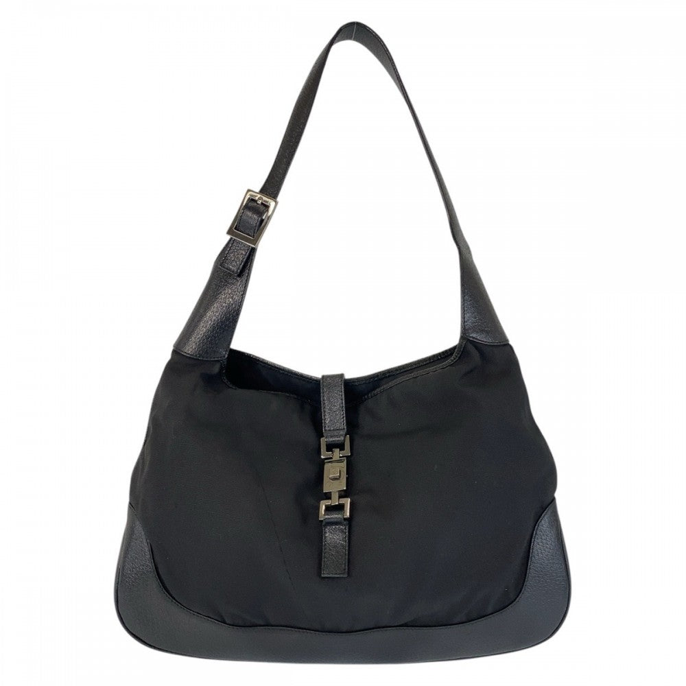 GUCCI Shoulder Bag 001 3346 Nylon, Leather Black black Jackie Women Used