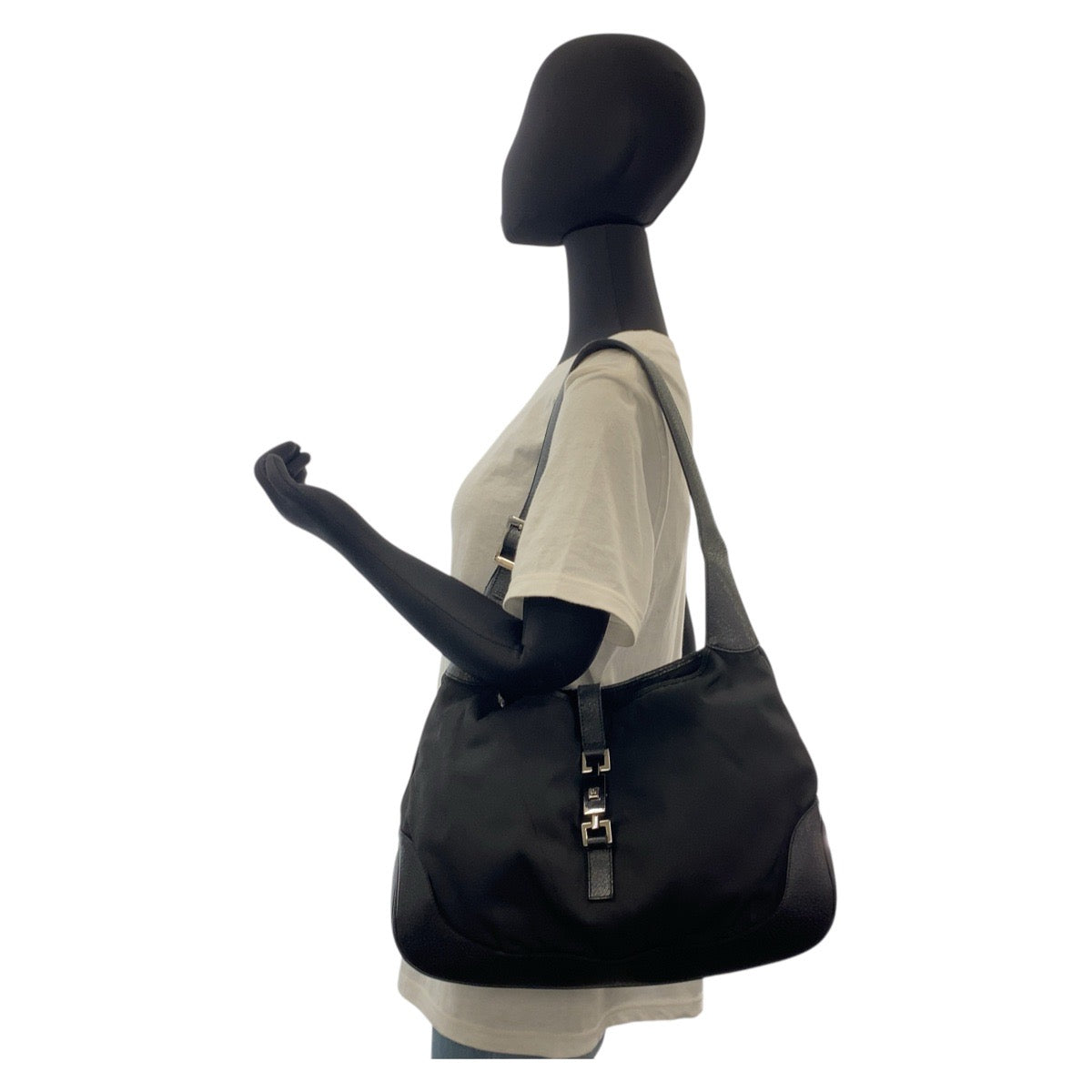 GUCCI Shoulder Bag 001 3346 Nylon, Leather Black black Jackie Women Used