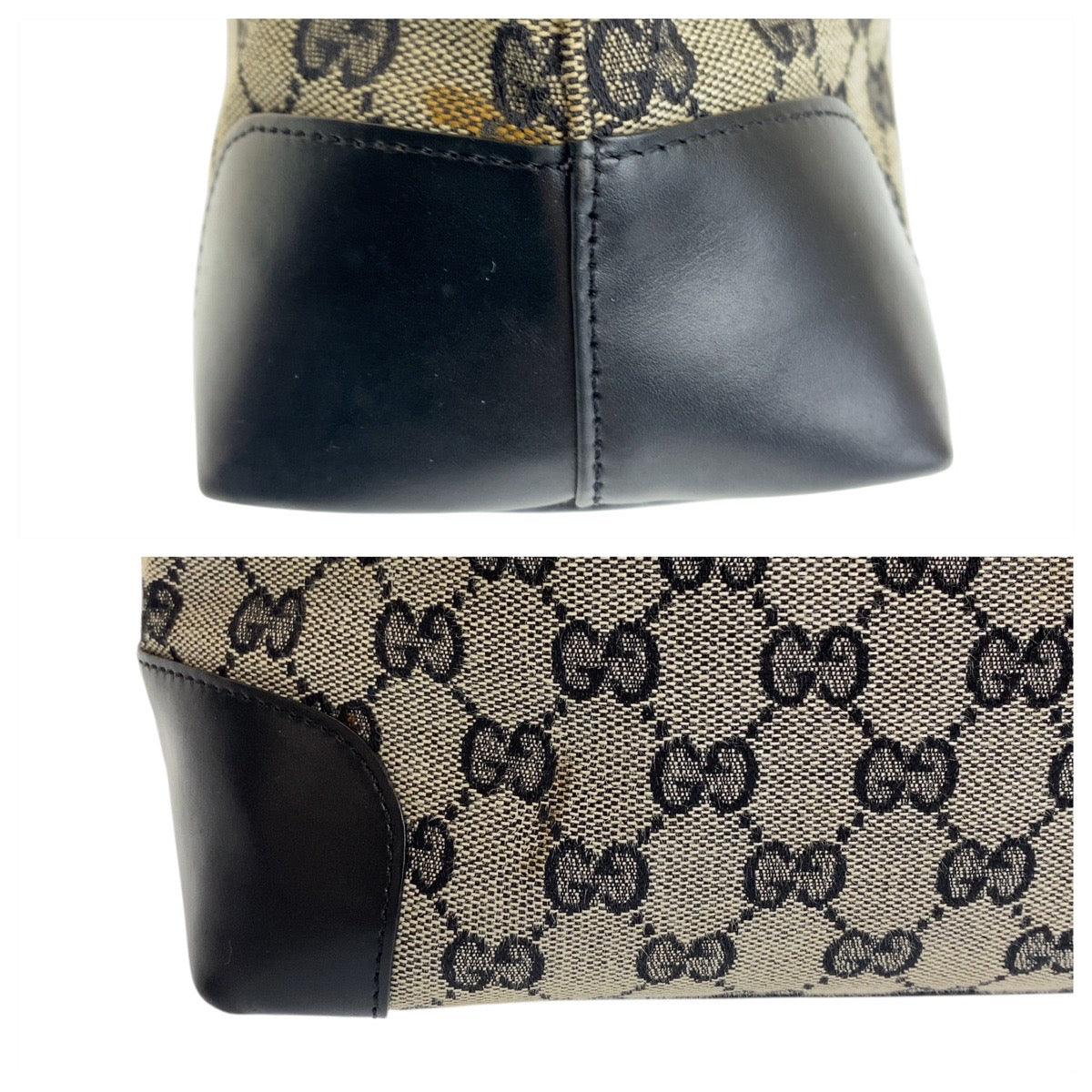 GUCCI Tote Bag 002 1119 GG canvas, leather gray black black Tote Bag Shoulder Bag Women Used
