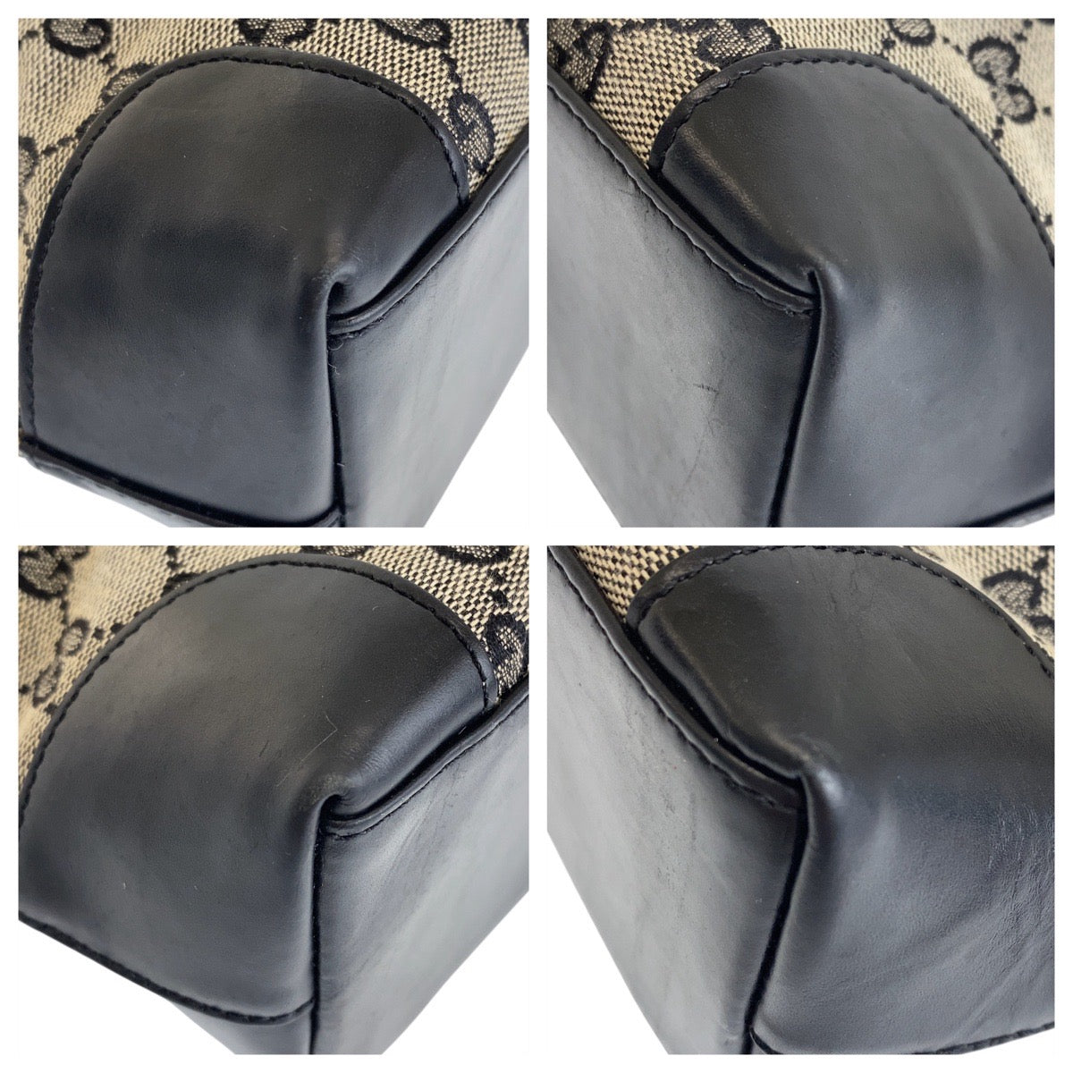 GUCCI Tote Bag 002 1119 GG canvas, leather gray black black Tote Bag Shoulder Bag Women Used