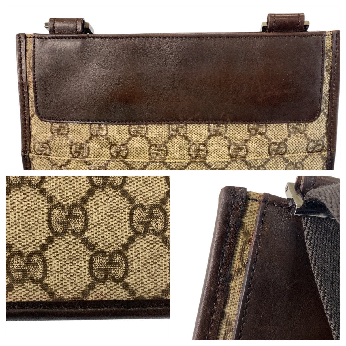 GUCCI Shoulder Bag 27639 GG Supreme canvas, leather Brown Shoulder Bag pochette Women Used