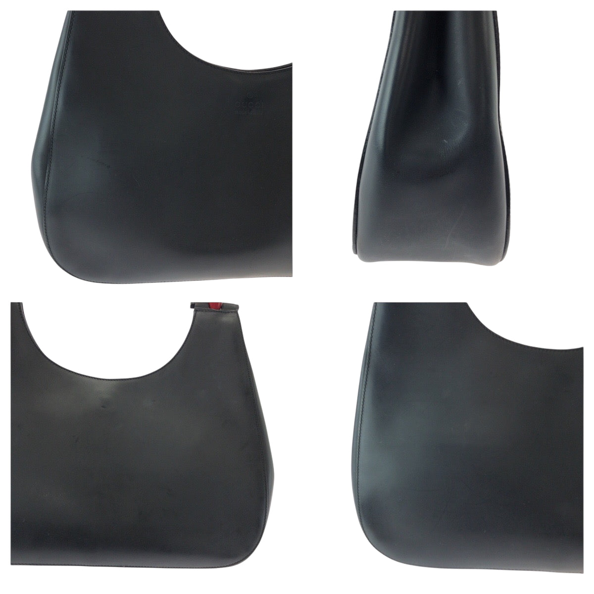 GUCCI Shoulder Bag 001 3739 leather Black black red One Shoulder Bag Bamboo Women Used