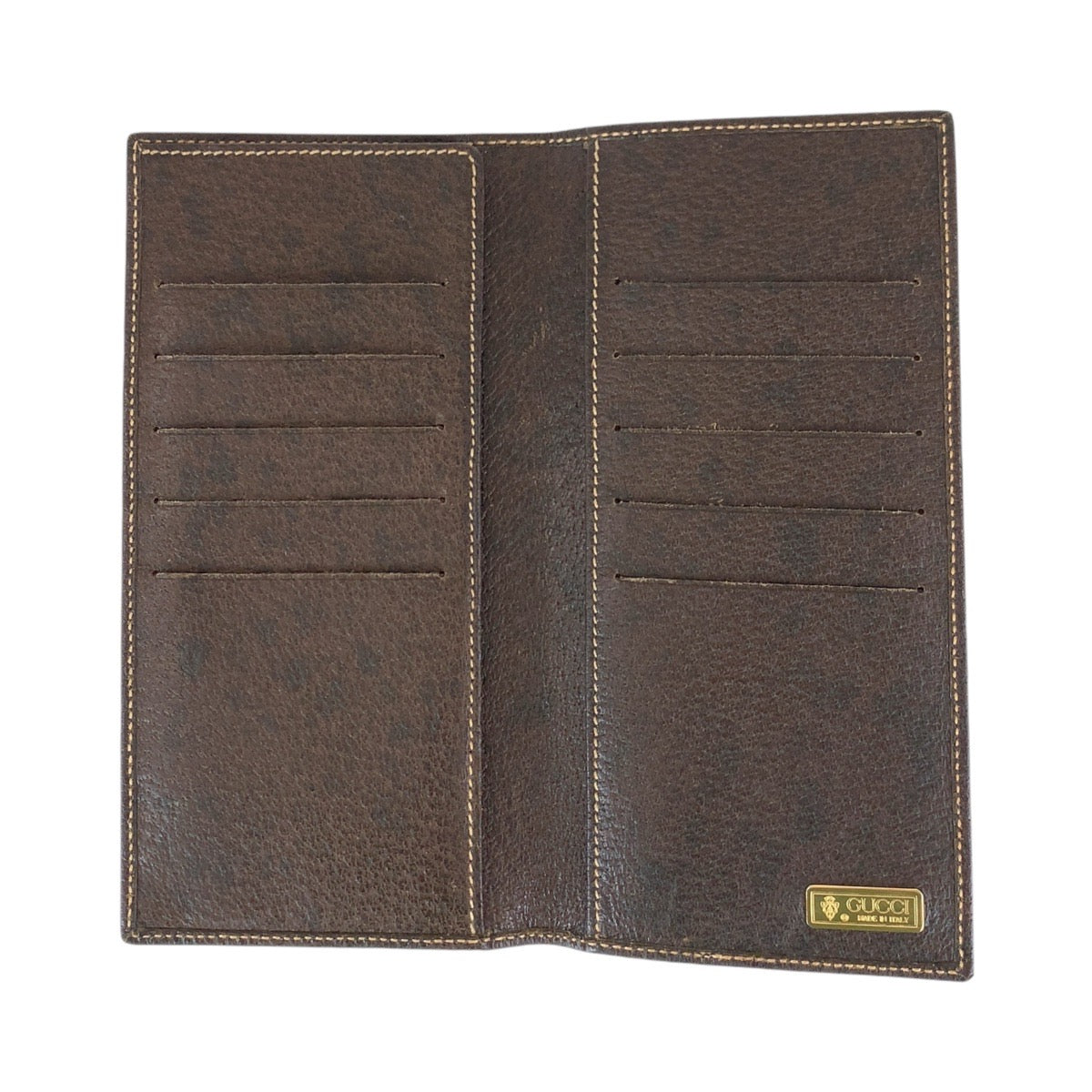 GUCCI Long Wallet Purse 034 001 0908 leather Brown Gold Metal Long Wallet Purse Old Gucci mens Used
