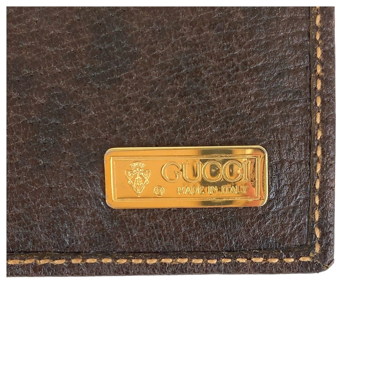 GUCCI Long Wallet Purse 034 001 0908 leather Brown Gold Metal Long Wallet Purse Old Gucci mens Used
