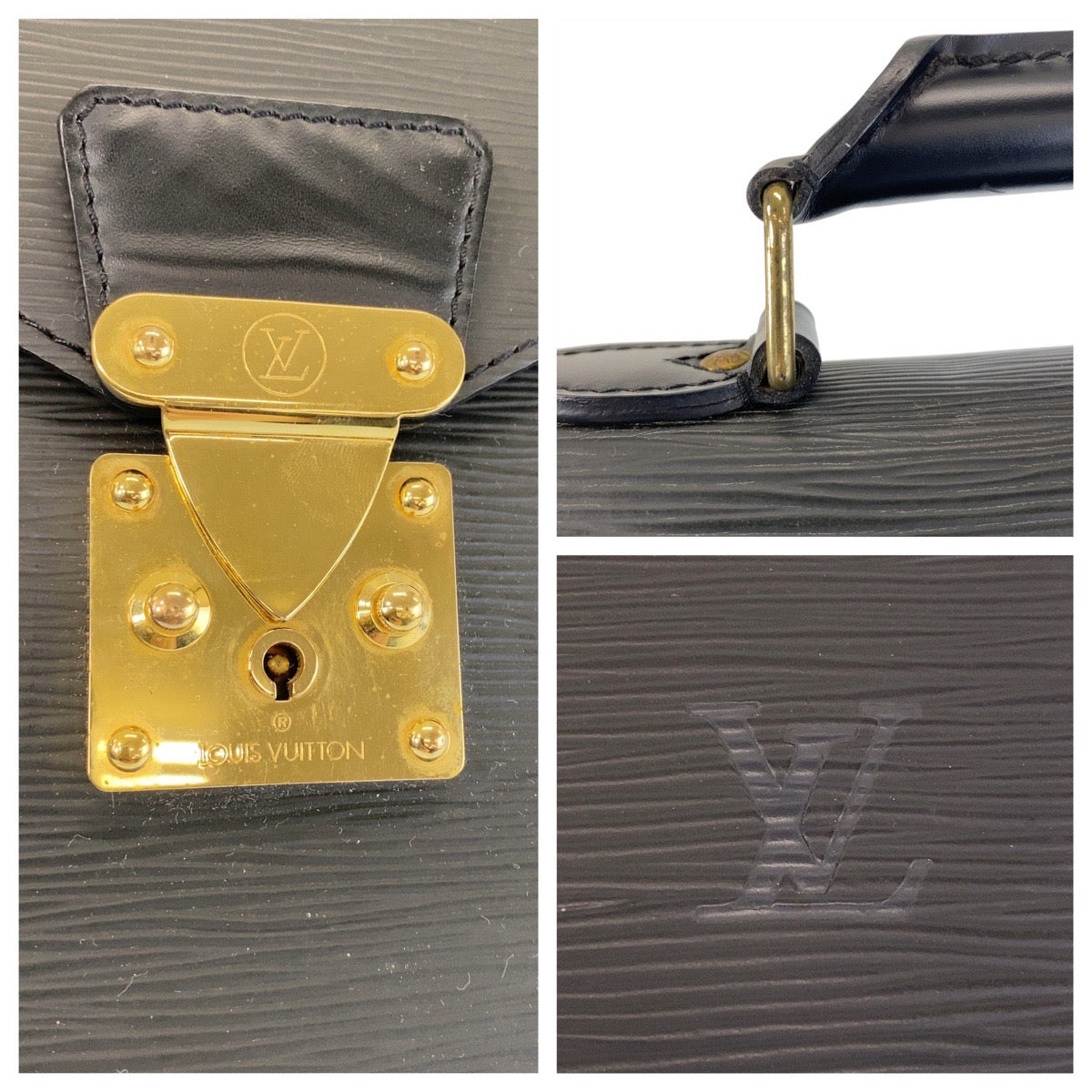 LOUIS VUITTON Business bag M54422 leather Black GoldMetal Business bag briefcase Epi Serviet Conseiller mens Used