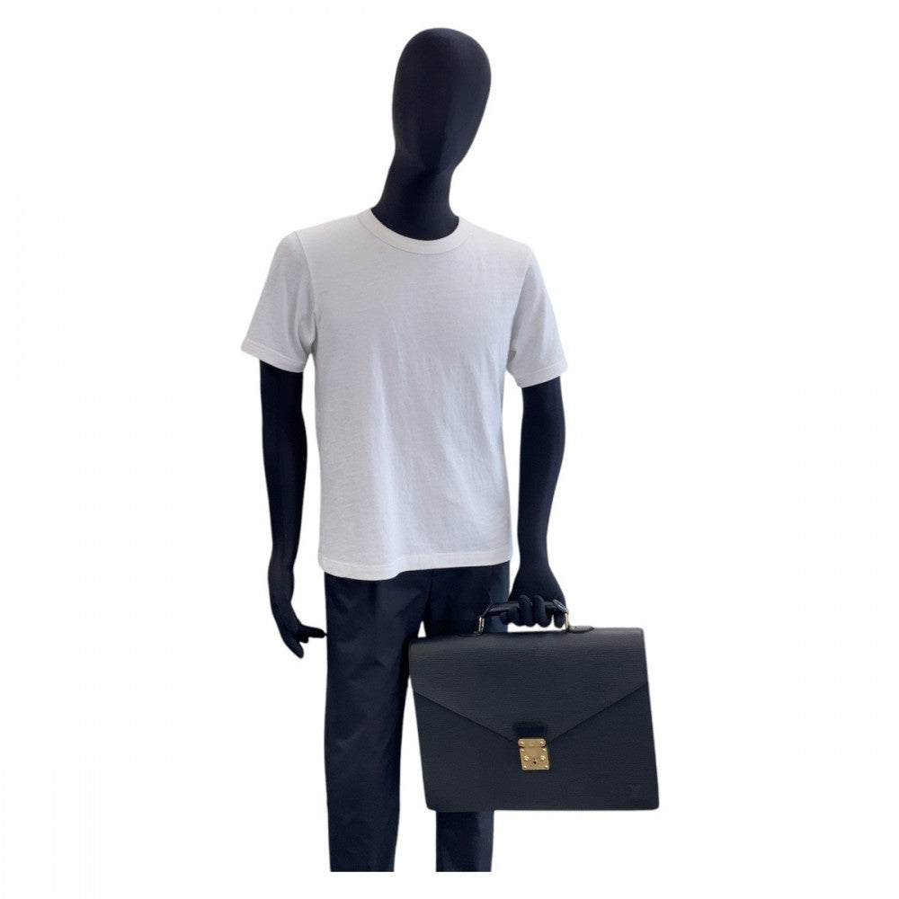LOUIS VUITTON Business bag M54422 leather Black GoldMetal Business bag briefcase Epi Serviet Conseiller mens Used