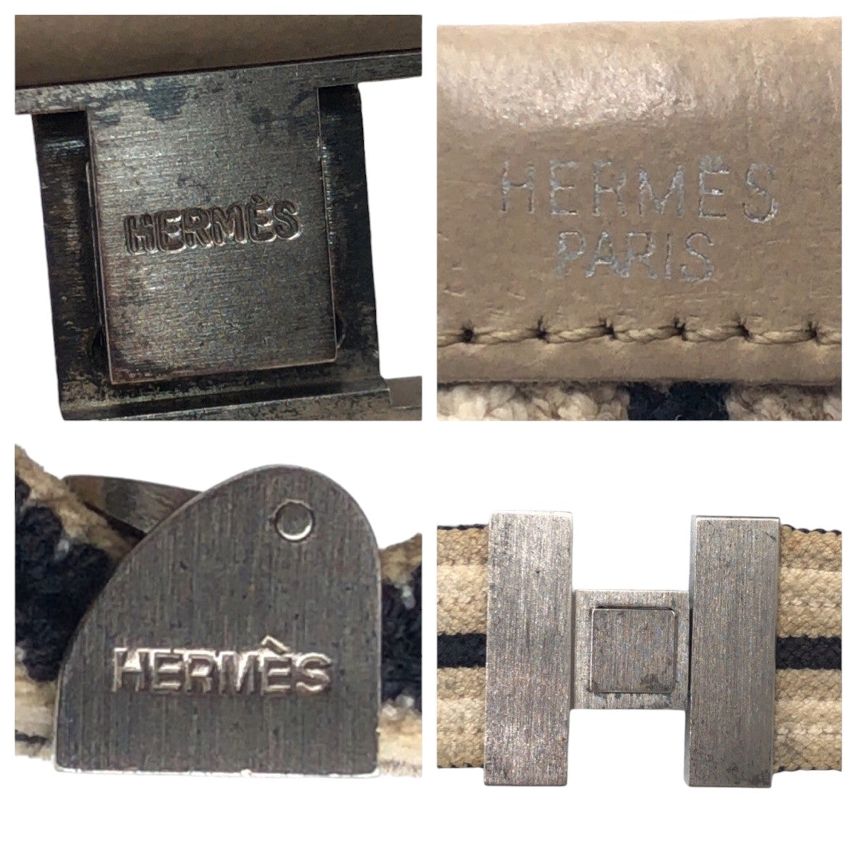 HERMES belt cotton beige