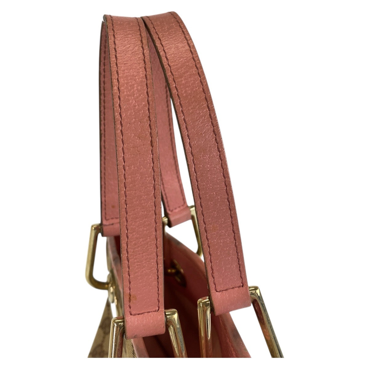 GUCCI Tote Bag 120844 GG canvas, leather Beige Pink Gold Metal Tote Bag handbag Women Used
