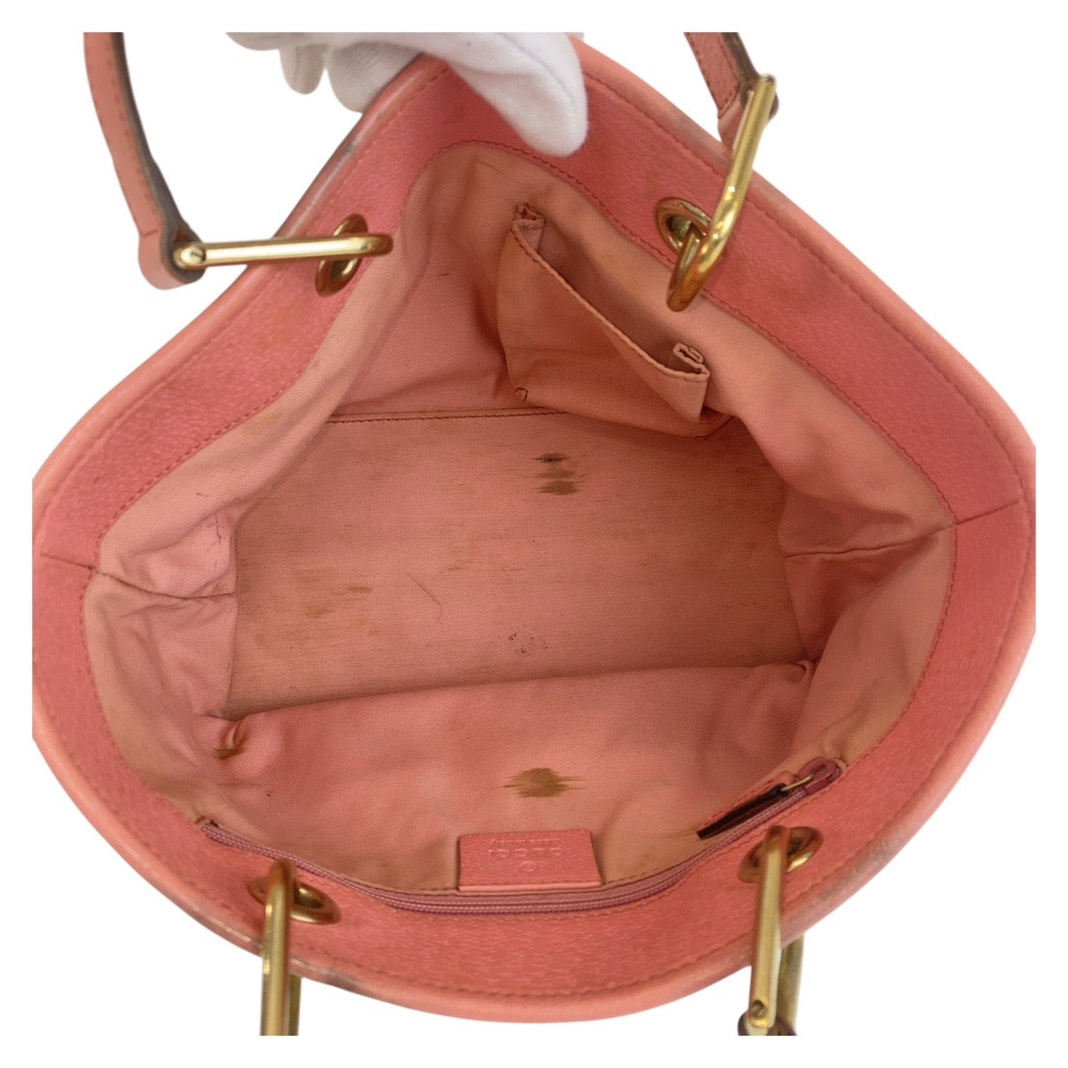 GUCCI Tote Bag 120844 GG canvas, leather Beige Pink Gold Metal Tote Bag handbag Women Used