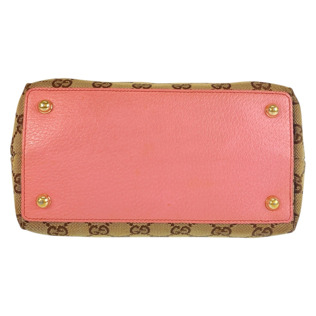 GUCCI Tote Bag 120844 GG canvas, leather Beige Pink Gold Metal Tote Bag handbag Women Used