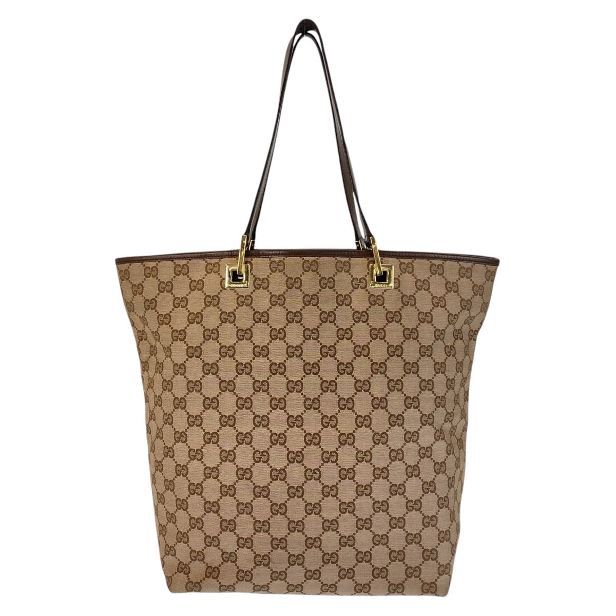 GUCCI Tote Bag 002 1098 GG canvas, leather Beige Brown Gold Metal Tote Bag Shoulder Bag Women Used
