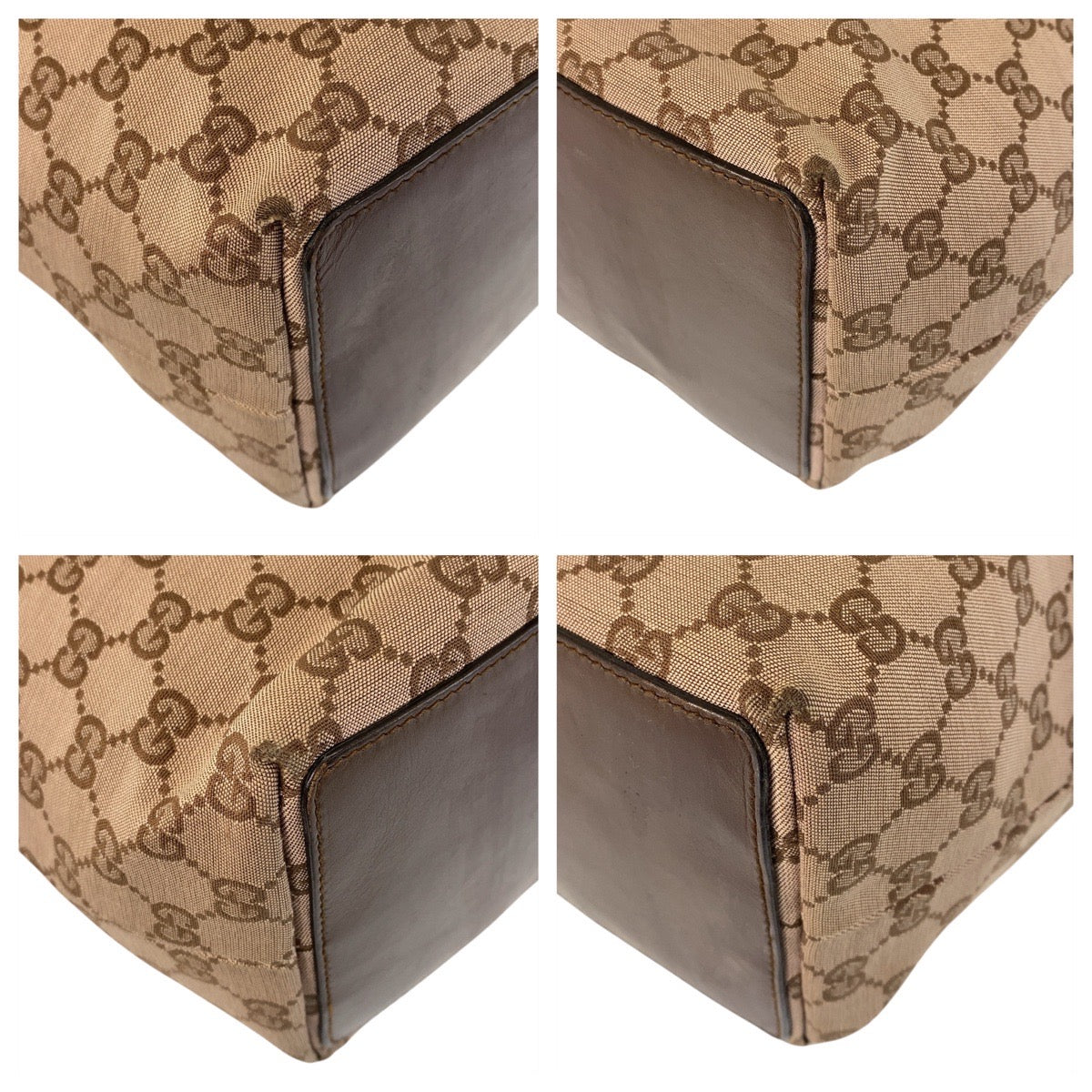 GUCCI Tote Bag 002 1098 GG canvas, leather Beige Brown Gold Metal Tote Bag Shoulder Bag Women Used
