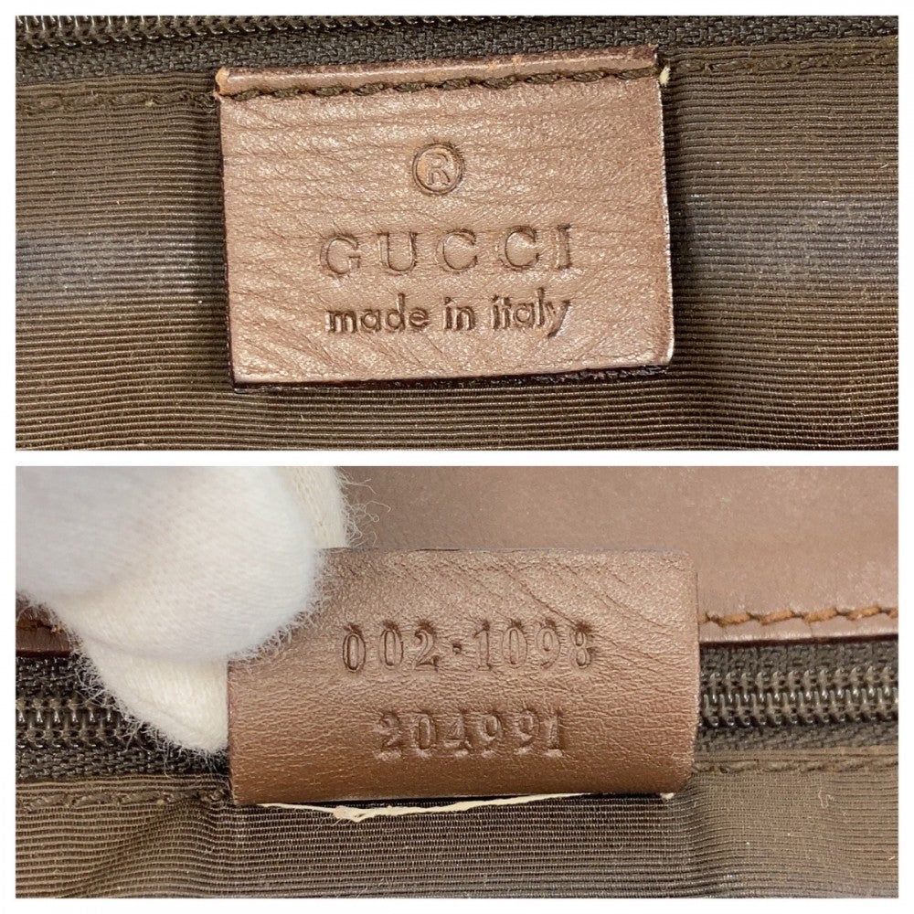 GUCCI Tote Bag 002 1098 GG canvas, leather Beige Brown Gold Metal Tote Bag Shoulder Bag Women Used