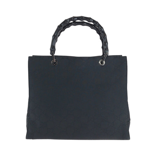 GUCCI Tote Bag 002 1010 Nylon black Tote Bag handbag Bamboo Women Used