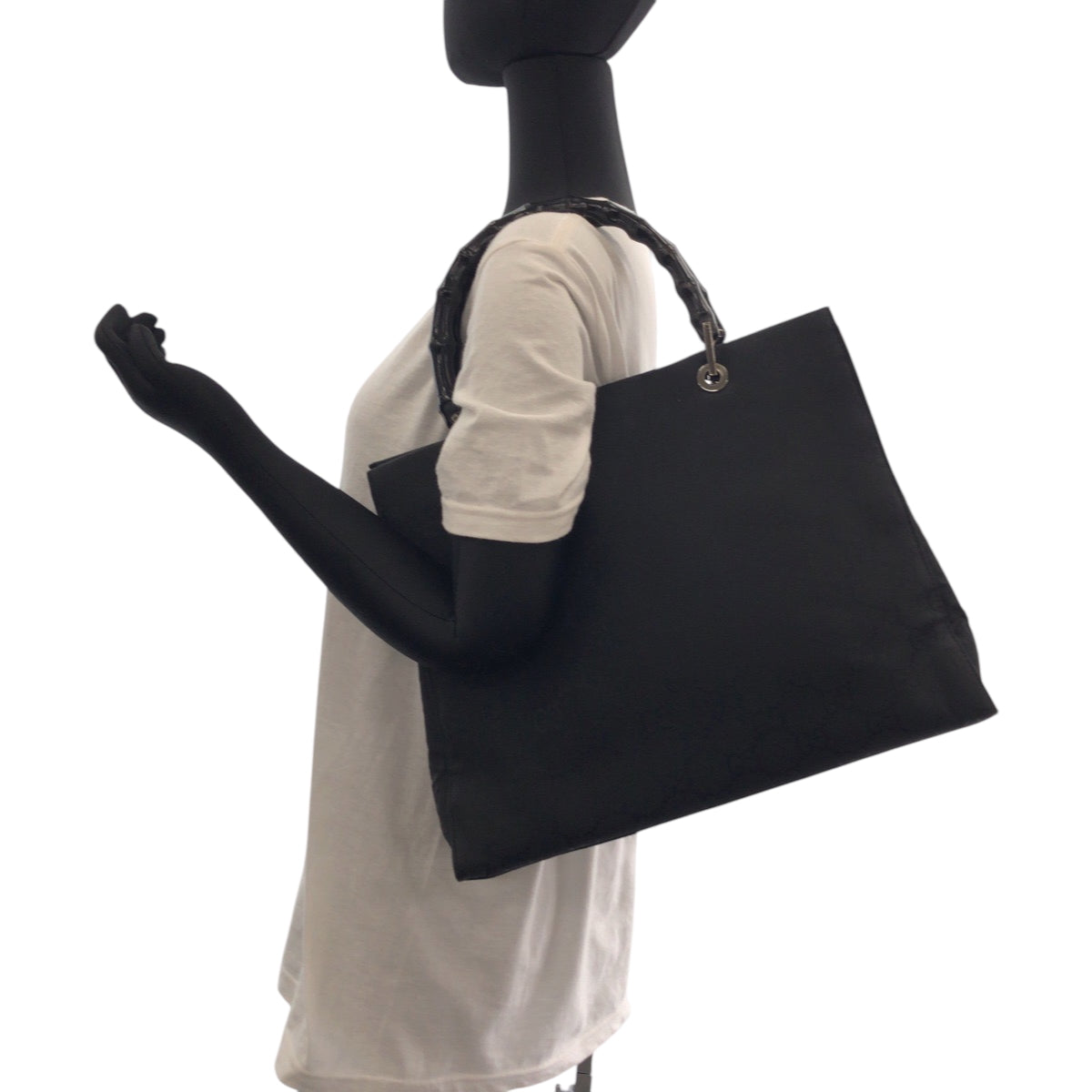 GUCCI Tote Bag 002 1010 Nylon black Tote Bag handbag Bamboo Women Used