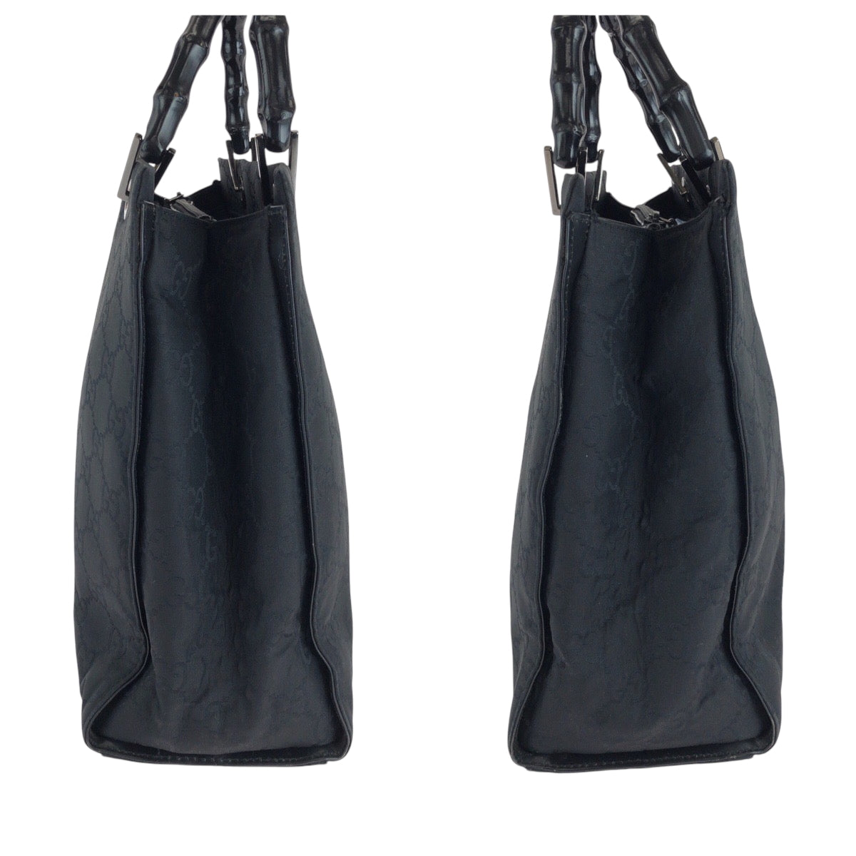 GUCCI Tote Bag 002 1010 Nylon black Tote Bag handbag Bamboo Women Used