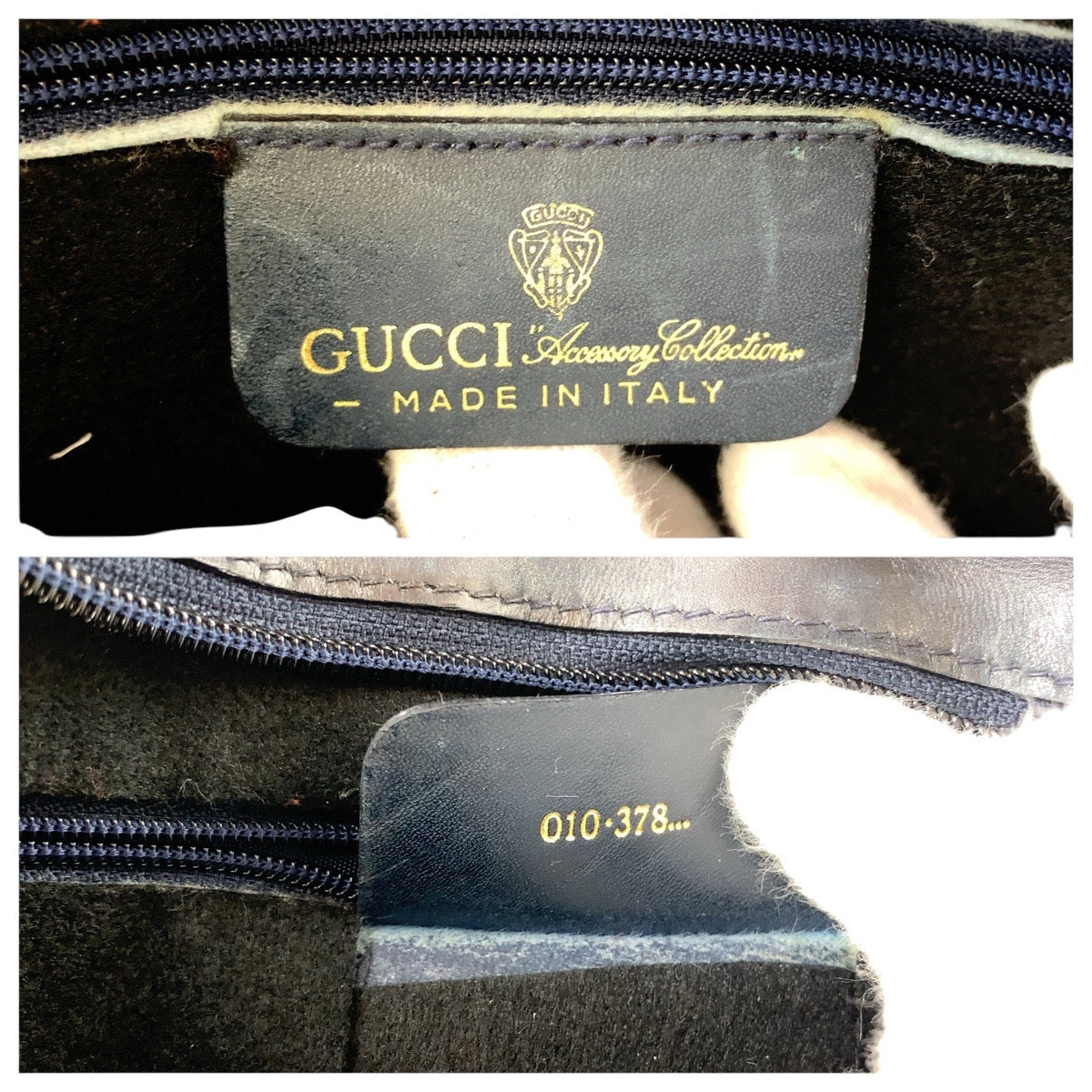GUCCI Shoulder Bag 010 378 GG Supreme canvas, leather Navy Gold Metal Shoulder Bag pochette Old Gucci Shelly Line Interlocking Women Used