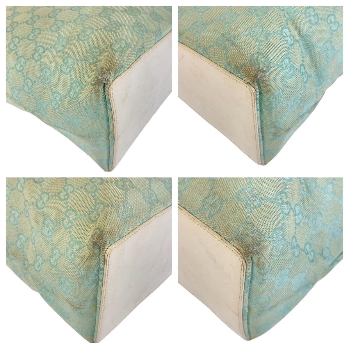 GUCCI Tote Bag 002 1098 GG canvas, leather Mint Green Gold Metal Tote Bag Shoulder Bag Women Used