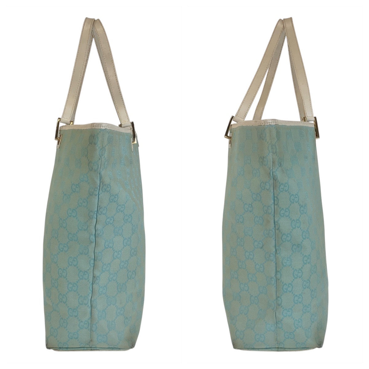 GUCCI Tote Bag 002 1098 GG canvas, leather Mint Green Gold Metal Tote Bag Shoulder Bag Women Used