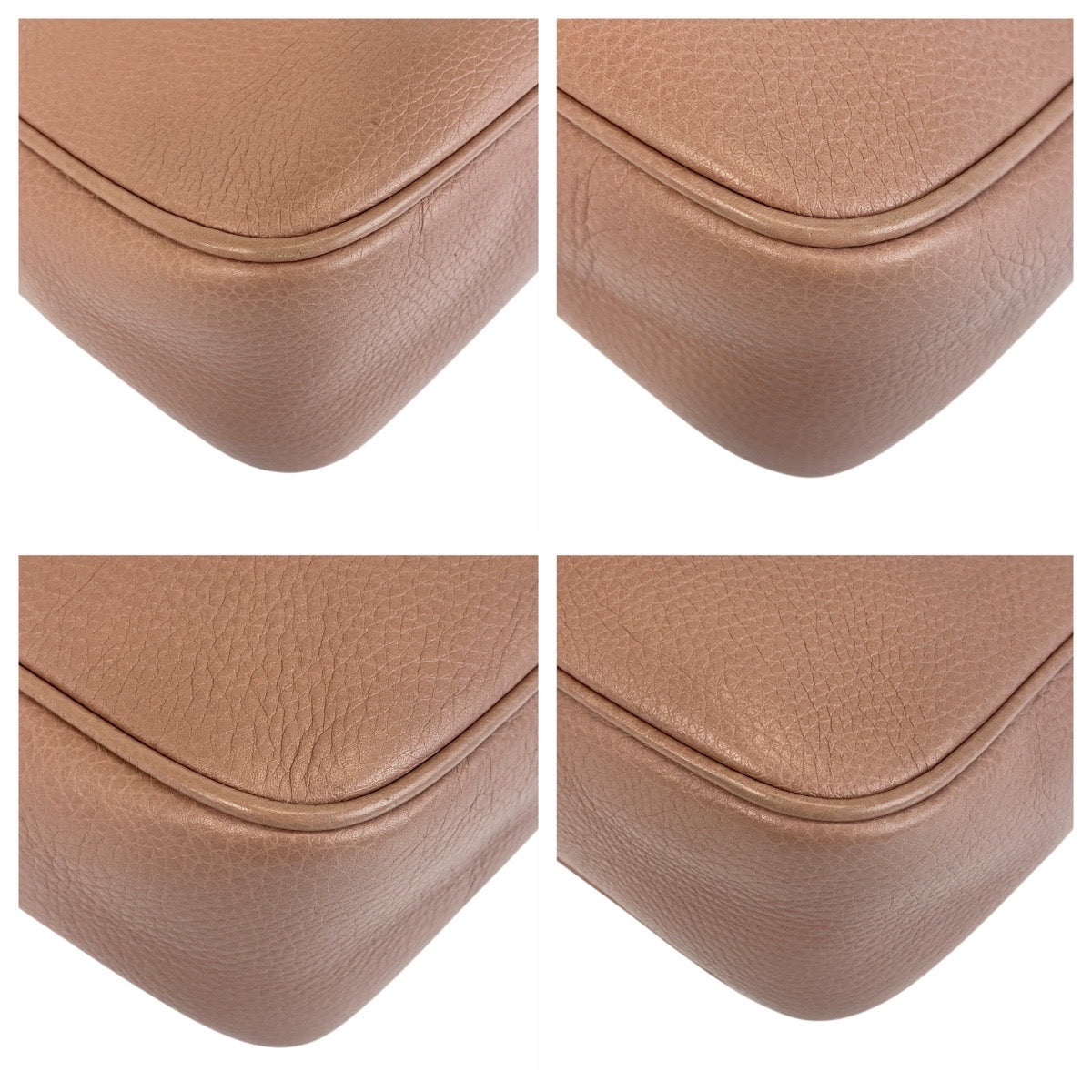 GUCCI Shoulder Bag 303364 leather Pink Beige Gold Metal Shoulder Bag pochette Soho Women Used