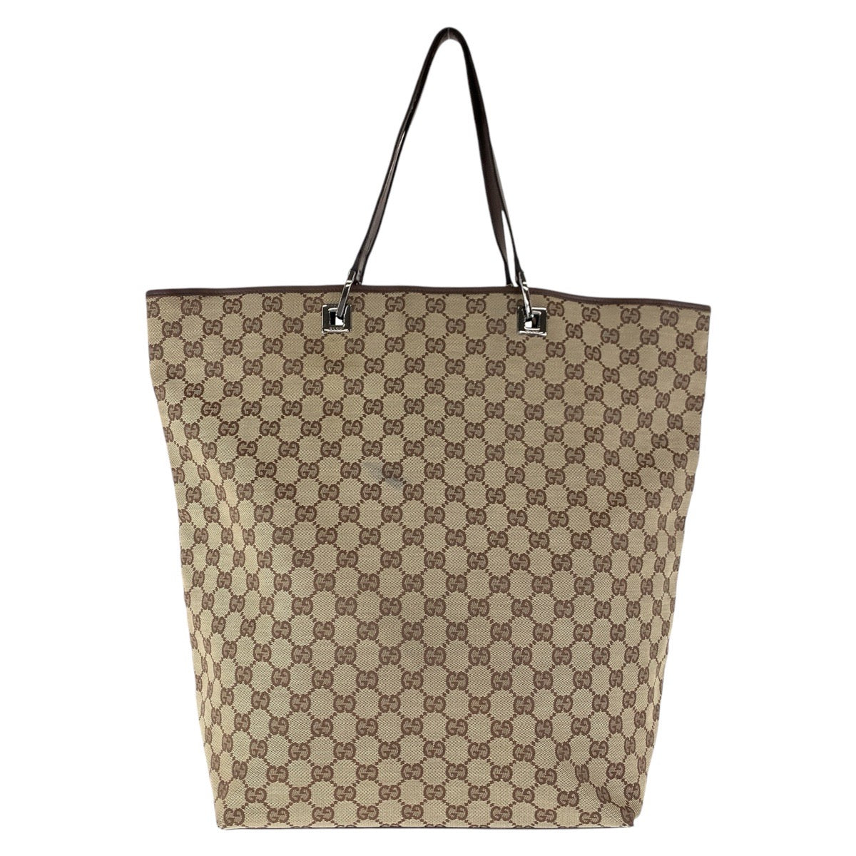 GUCCI Tote Bag 31242 GG canvas, leather Brown Silver Metal Tote Bag Shoulder Bag Women Used