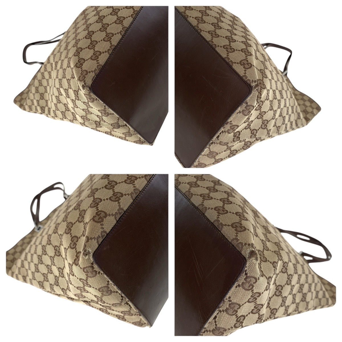 GUCCI Tote Bag 31242 GG canvas, leather Brown Silver Metal Tote Bag Shoulder Bag Women Used