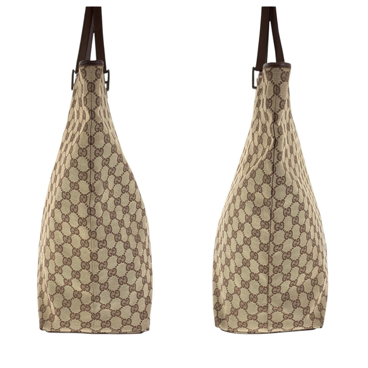 GUCCI Tote Bag 31242 GG canvas, leather Brown Silver Metal Tote Bag Shoulder Bag Women Used