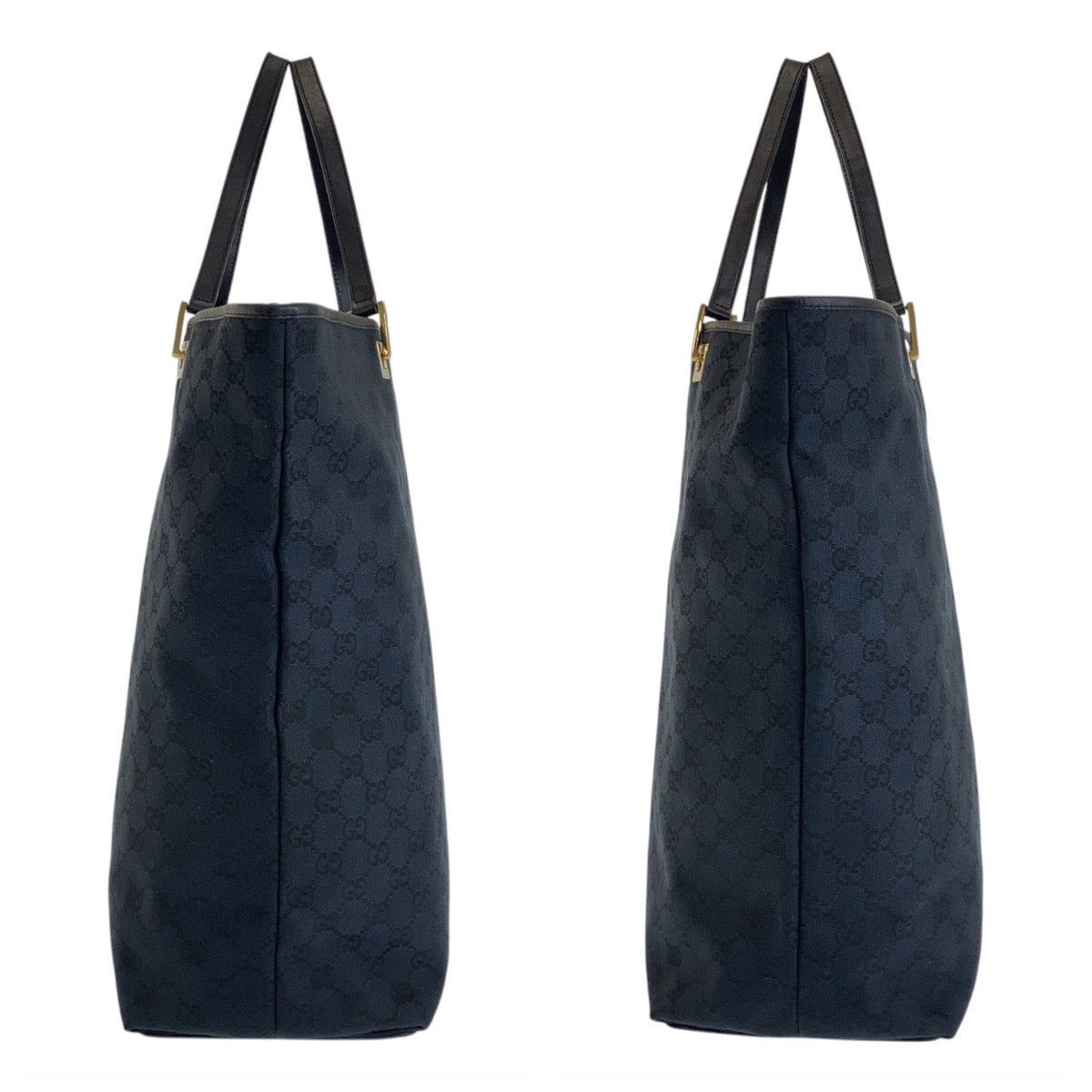 GUCCI Tote Bag 002 1097 GG canvas, leather Black GoldMetal Tote Bag Shoulder Bag Women Used