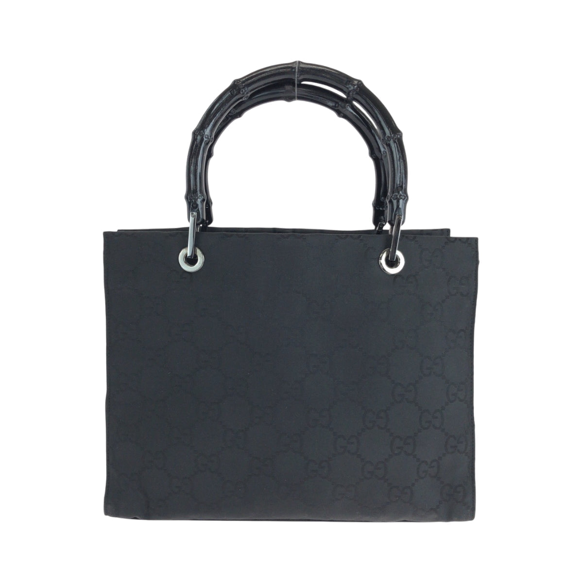 GUCCI Handbag 002 1016 Nylon black Handbag Tote Bag Bamboo Women Used
