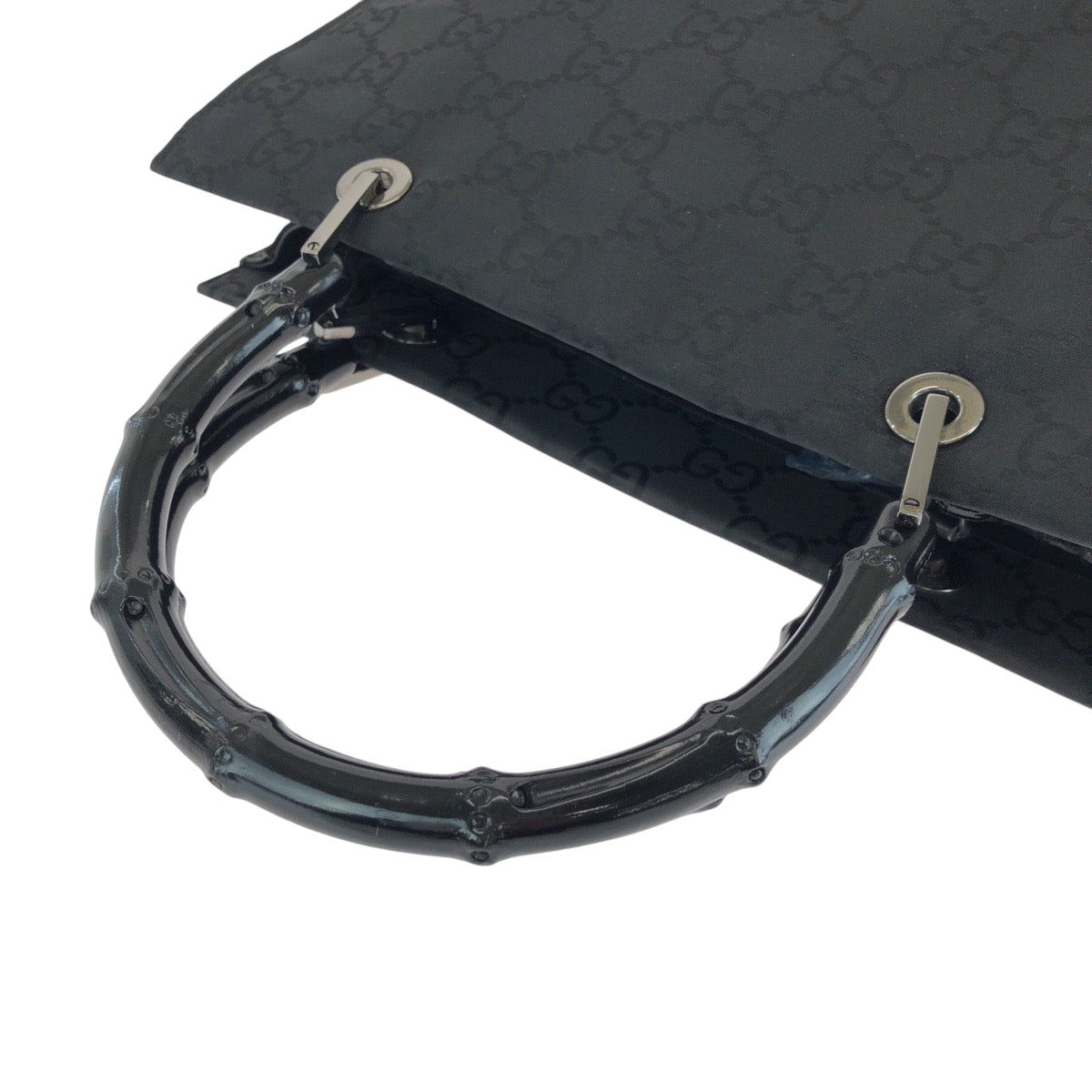 GUCCI Handbag 002 1016 Nylon black Handbag Tote Bag Bamboo Women Used