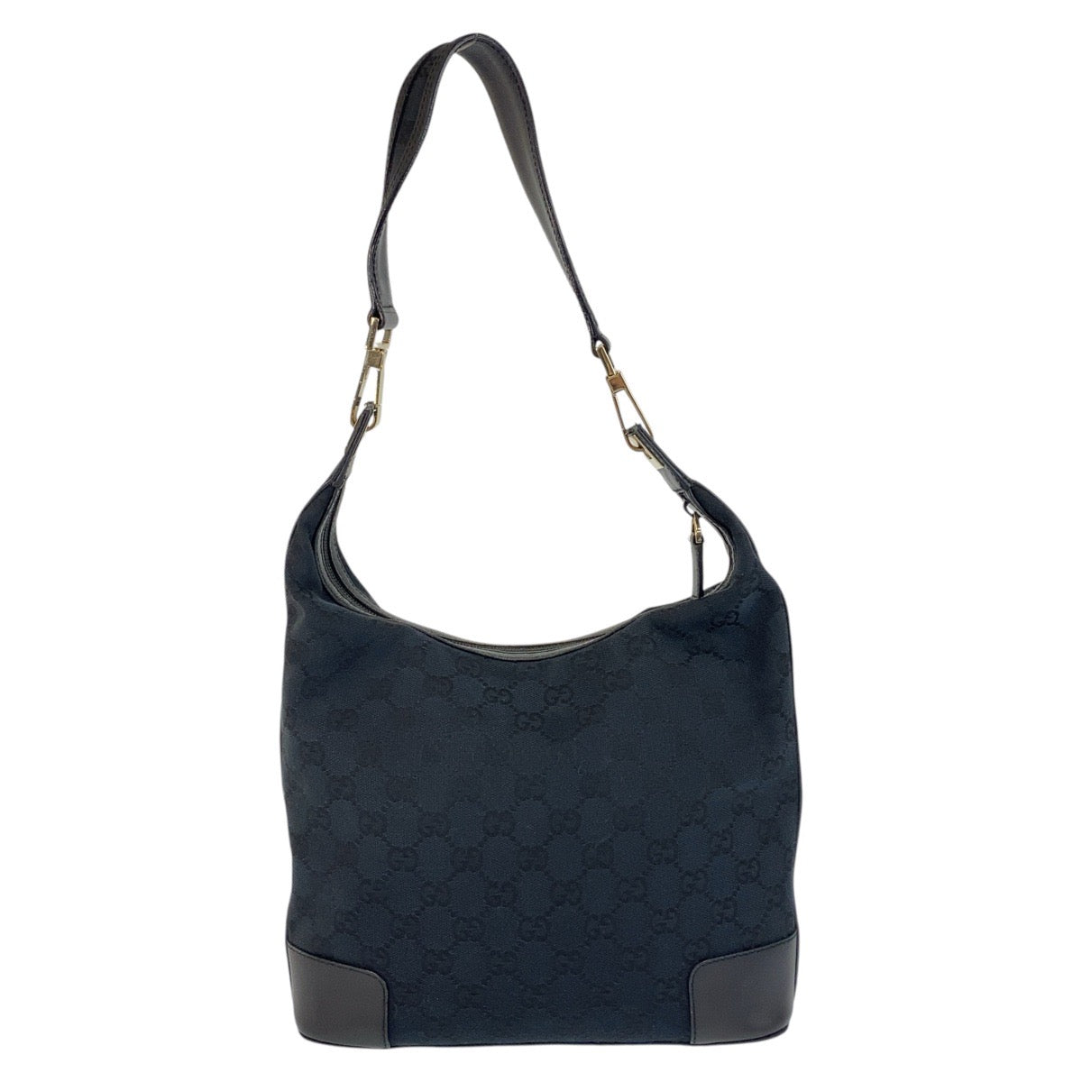 GUCCI Shoulder Bag 001 4204 GG canvas, leather Black GoldMetal Women Used