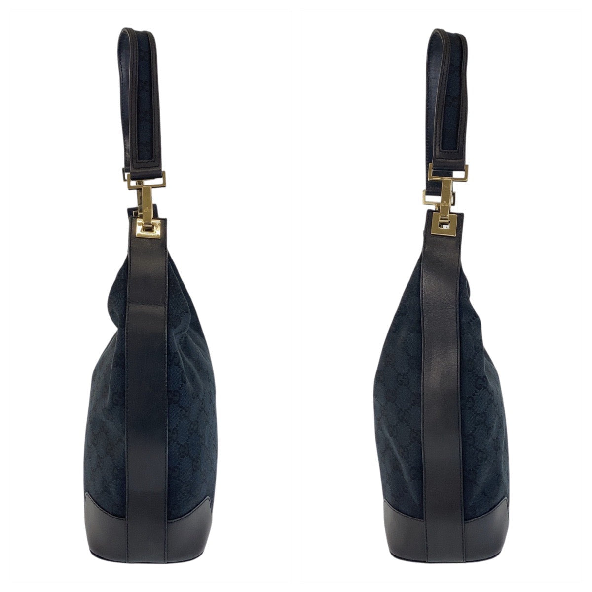 GUCCI Shoulder Bag 001 4204 GG canvas, leather Black GoldMetal Women Used
