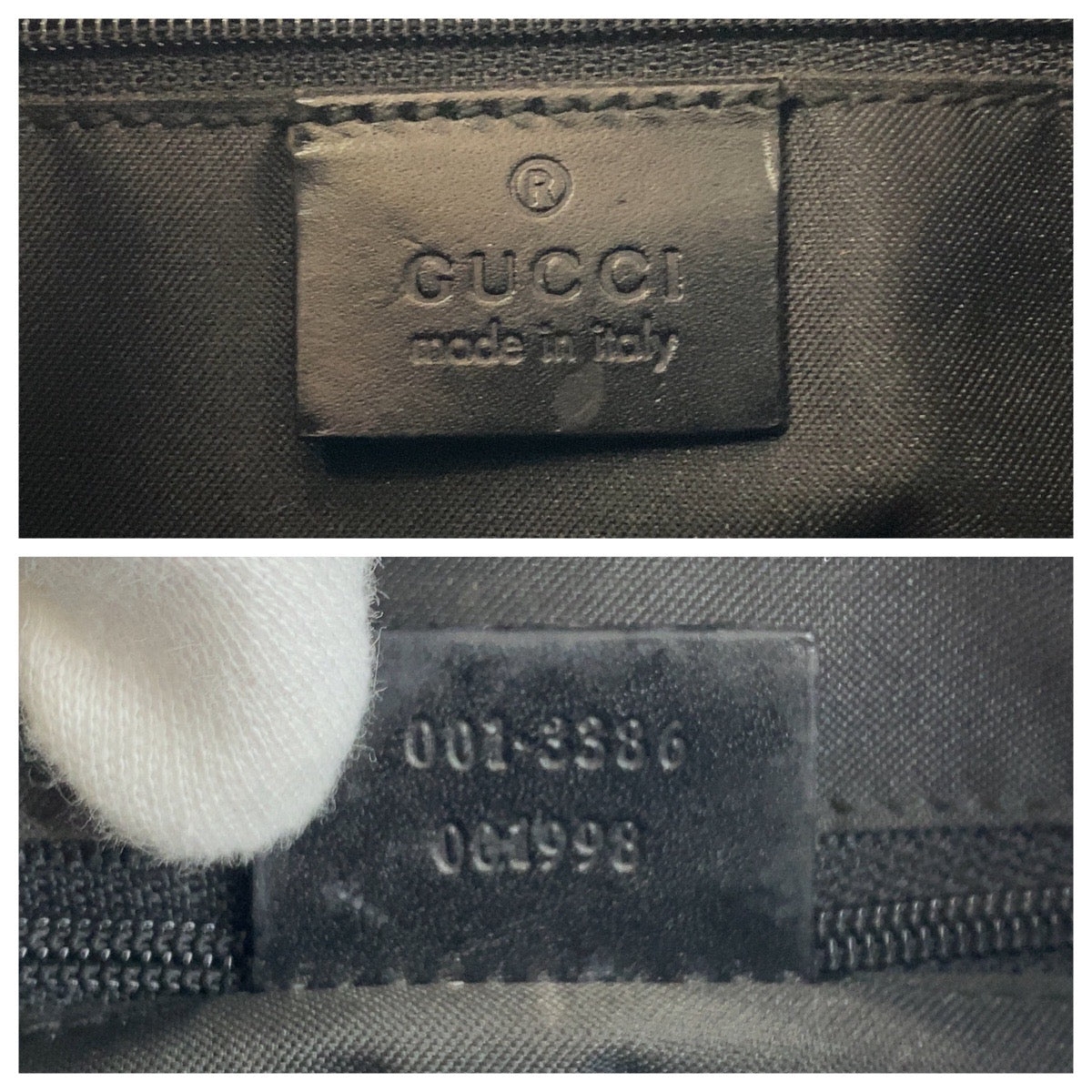 GUCCI Shoulder Bag 001 3386 GG canvas black Women Used