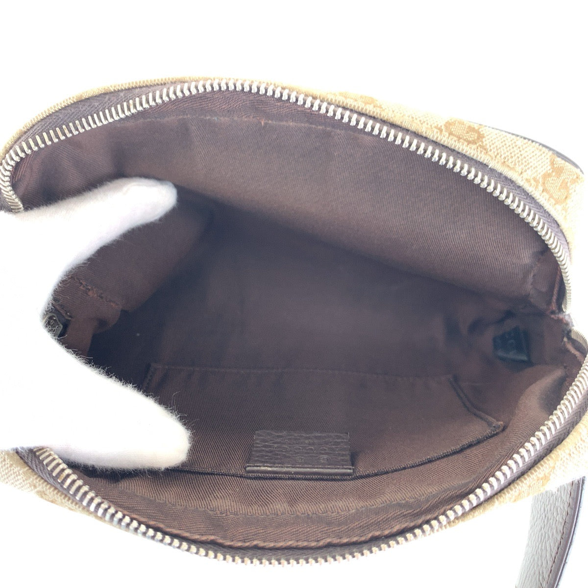 GUCCI Sling bag 449174 GG canvas, leather Brown Silver Metal Sling bag Waist bag mens Used