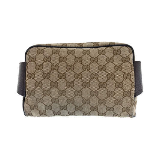 GUCCI Sling bag 449174 GG canvas, leather Brown Silver Metal Sling bag Waist bag mens Used