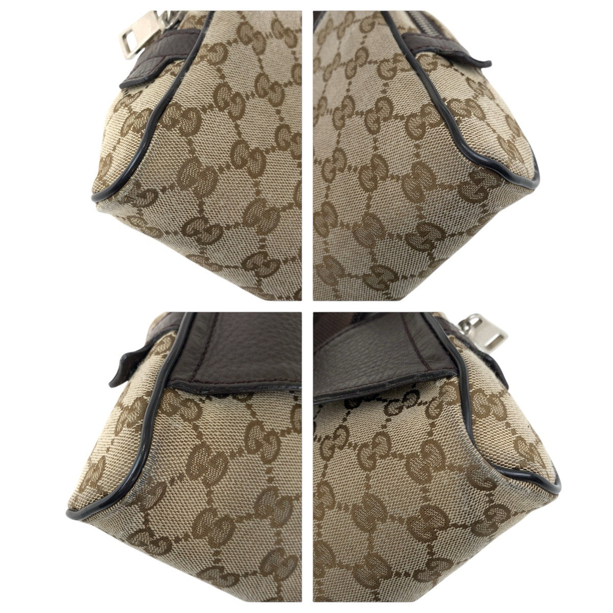 GUCCI Sling bag 449174 GG canvas, leather Brown Silver Metal Sling bag Waist bag mens Used