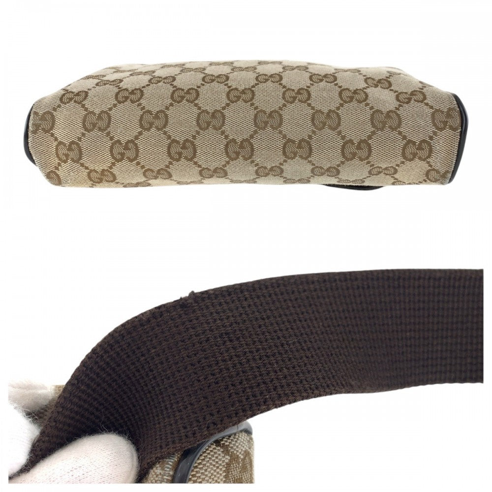 GUCCI Sling bag 449174 GG canvas, leather Brown Silver Metal Sling bag Waist bag mens Used