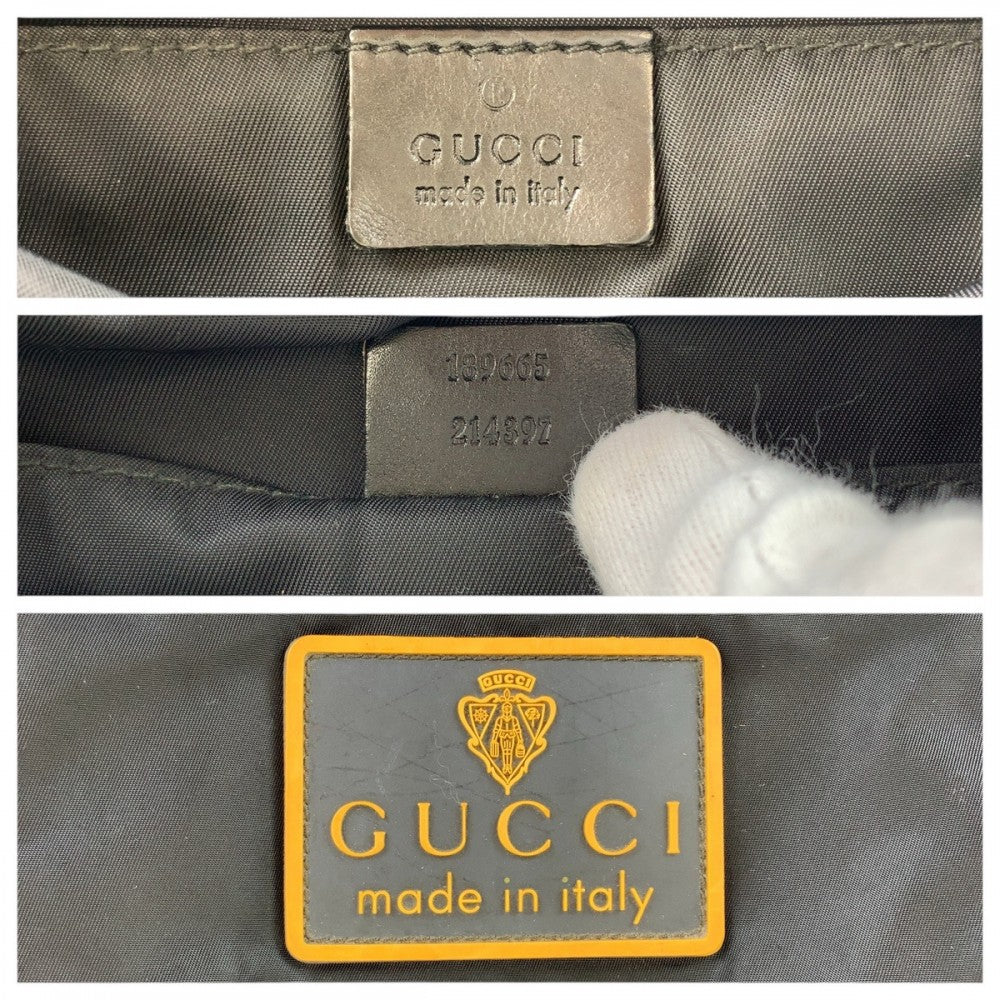 GUCCI Tote Bag 189665 Nylon, Leather Black Orange SilverMetal Tote Bag Shoulder Bag Unisex Crest Women Used
