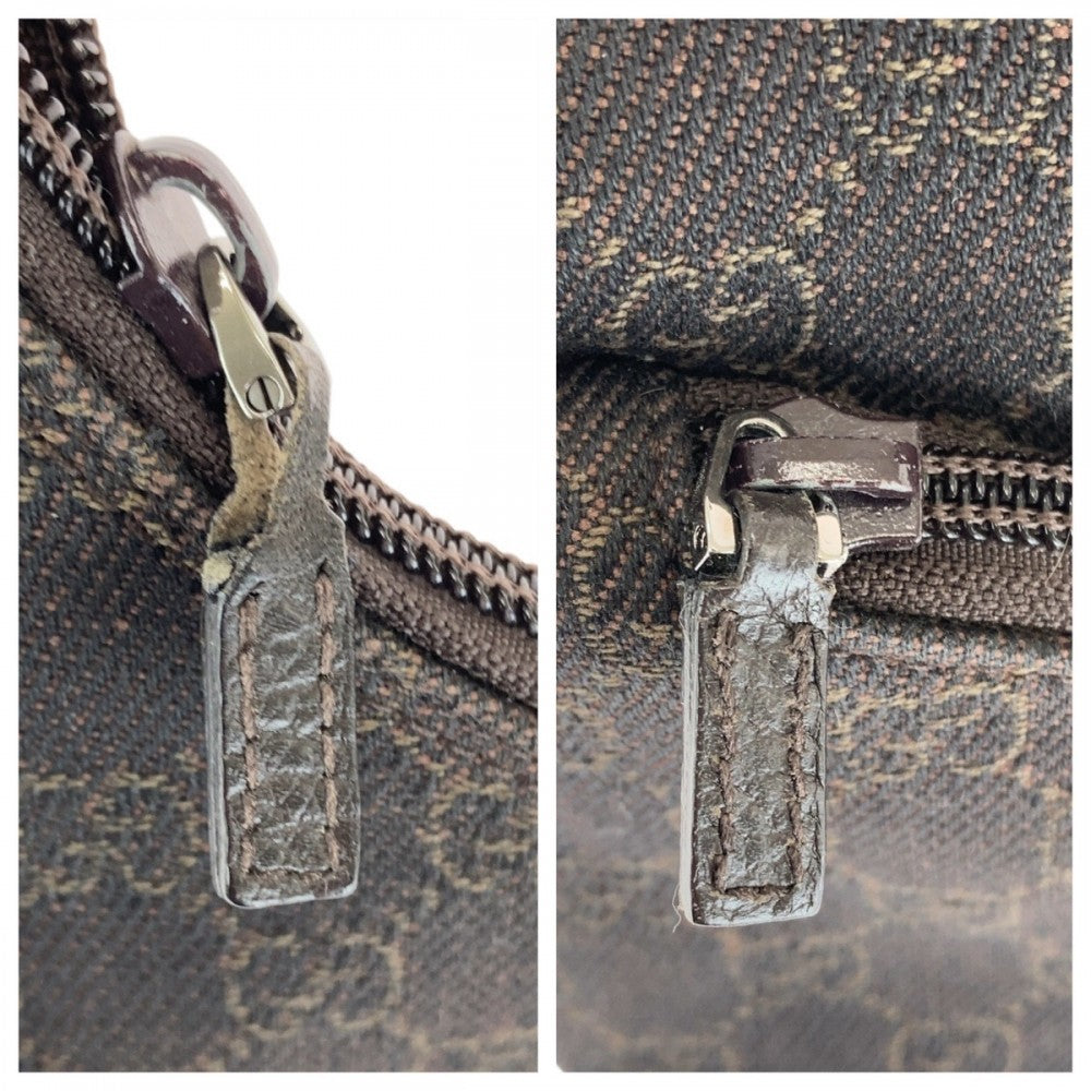 GUCCI Shoulder Bag 105649 GG canvas, leather Brown Black SilverMetal Shoulder Bag Hobo Women Used