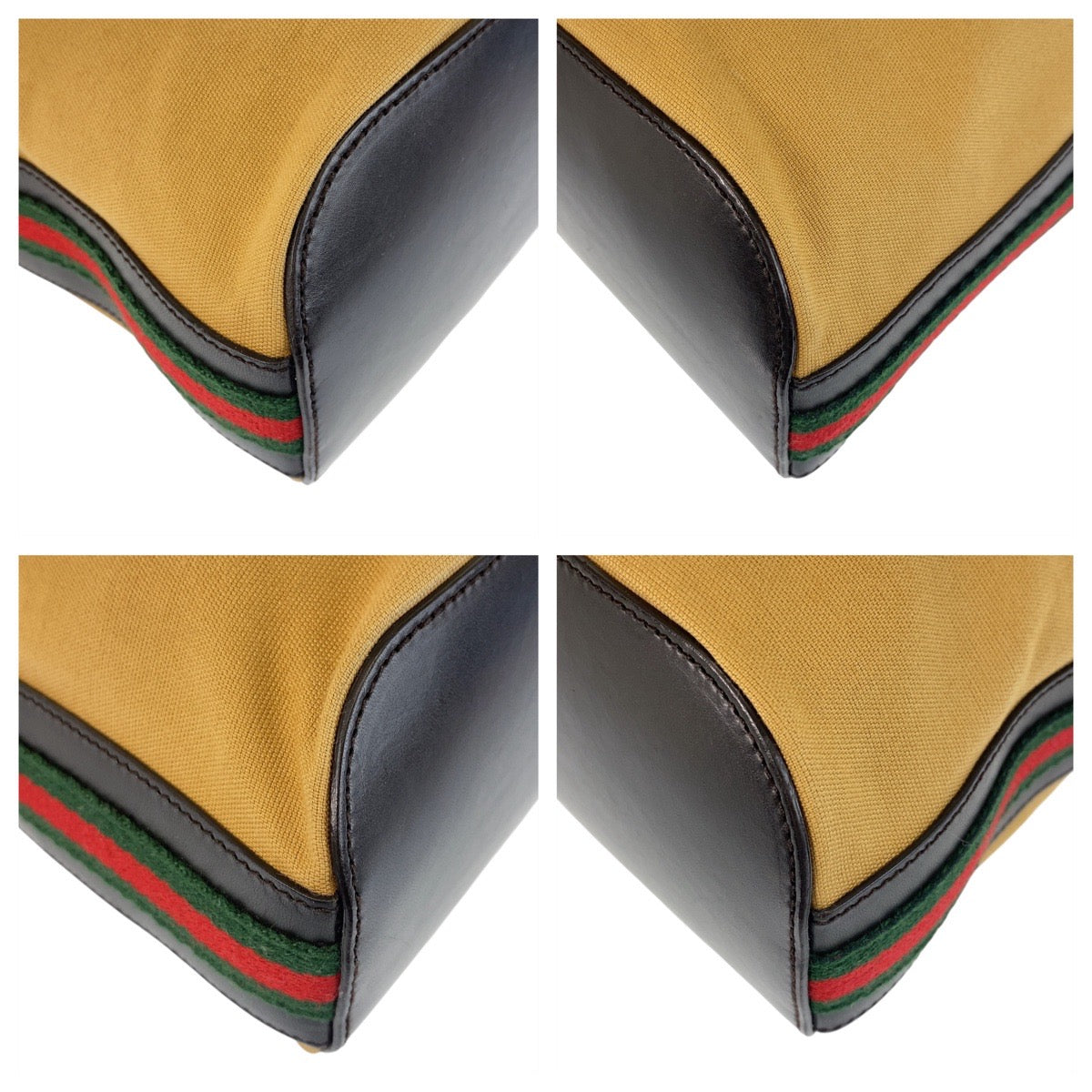 GUCCI Shoulder Bag 4286 Canvas, Leather Camel Black Gold Metal Sherry line Women Used
