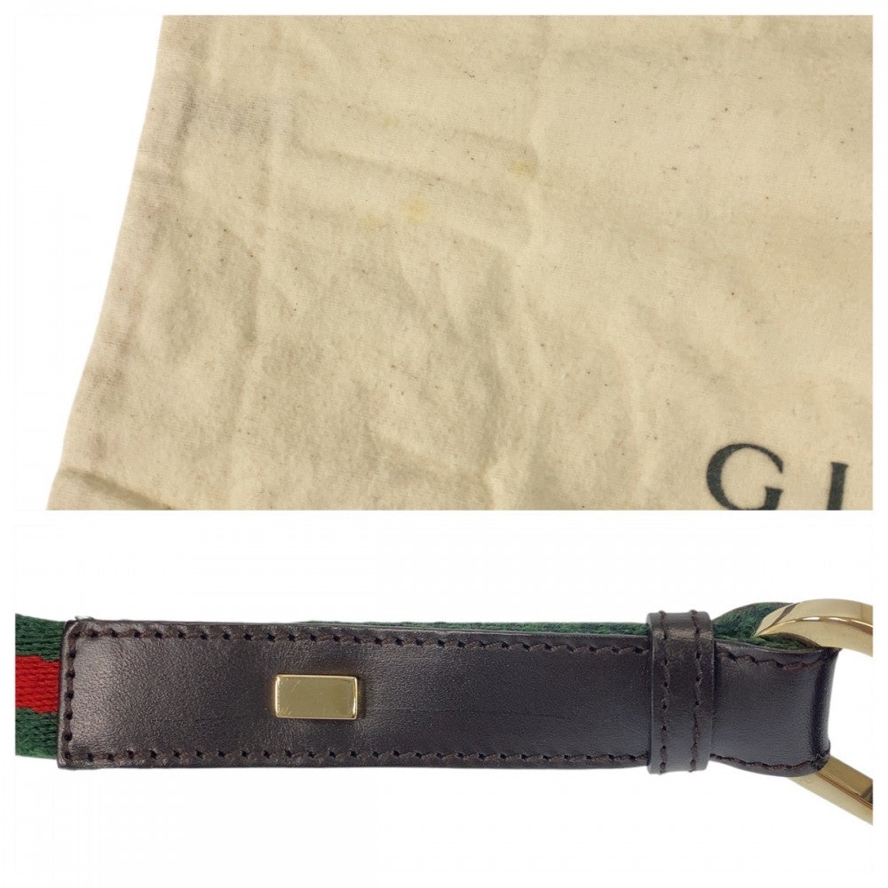 GUCCI Shoulder Bag 4286 Canvas, Leather Camel Black Gold Metal Sherry line Women Used