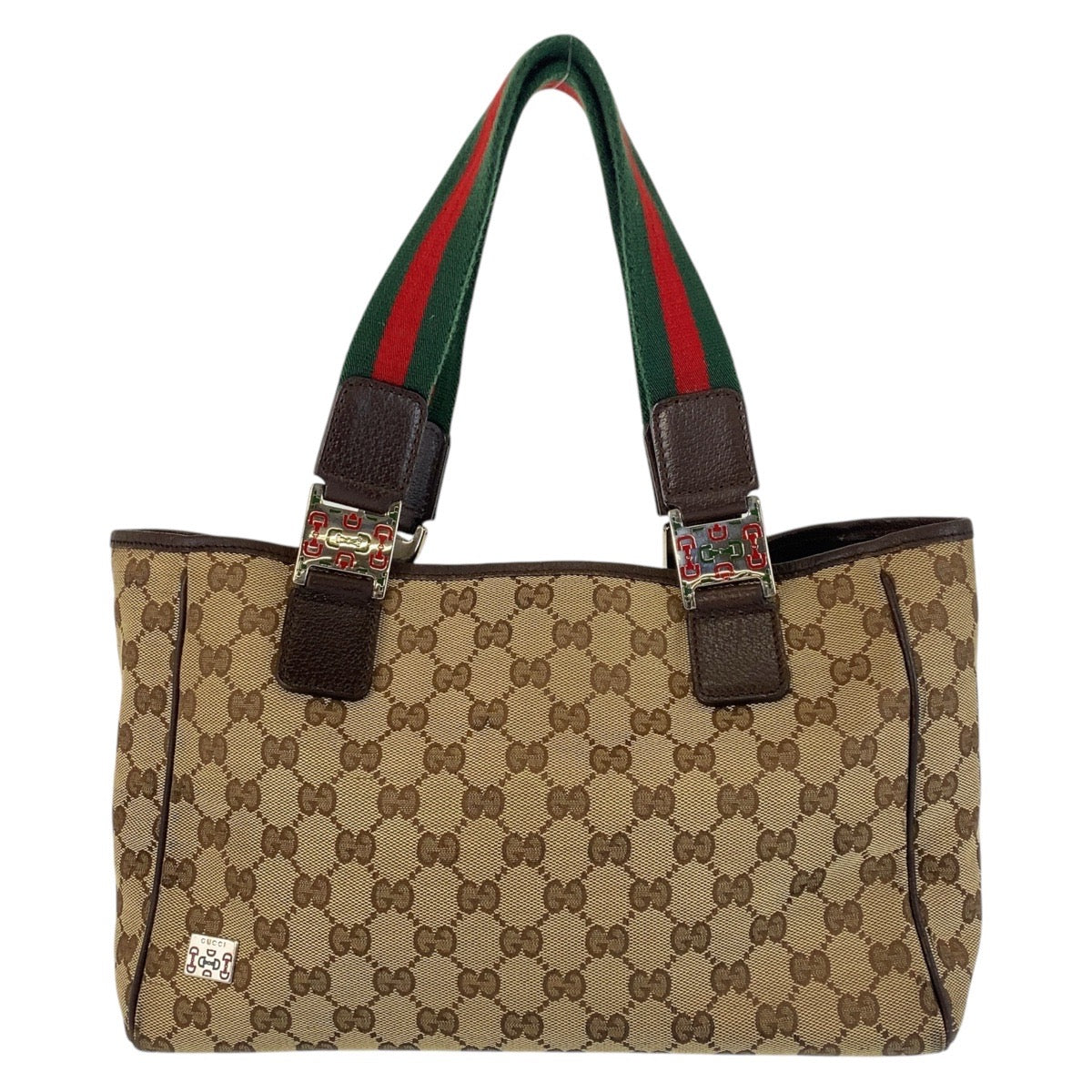 GUCCI Tote Bag 145810 GG canvas Beige Brown SilverMetal Tote Bag Shoulder Bag Sherry line Women Used
