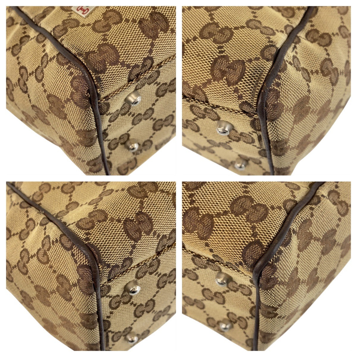 GUCCI Tote Bag 145810 GG canvas Beige Brown SilverMetal Tote Bag Shoulder Bag Sherry line Women Used