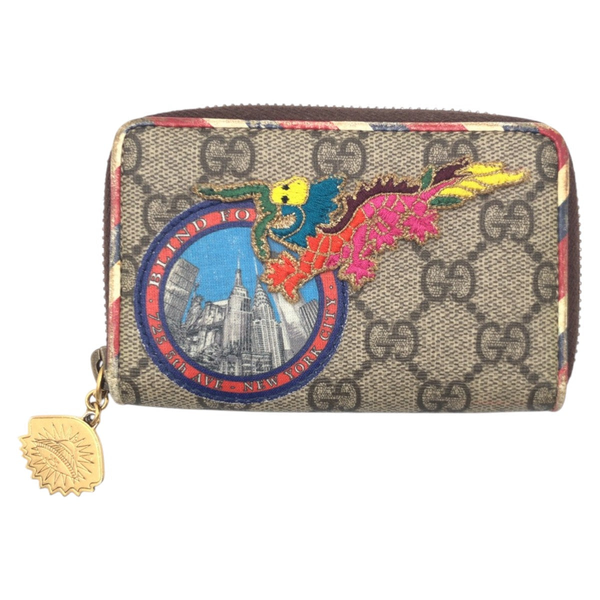 GUCCI Card Case 473911 GG Supreme Canvas Brown Courier