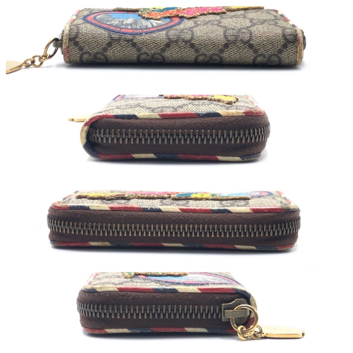GUCCI Card Case 473911 GG Supreme Canvas Brown Courier