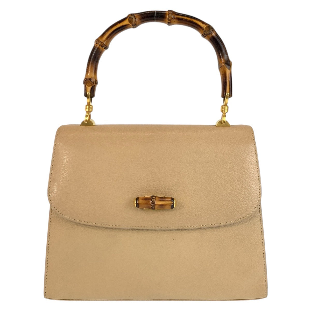 GUCCI Handbag 000 110 Leather, Bamboo Beige Gold Metal Handbag Bamboo Women Used
