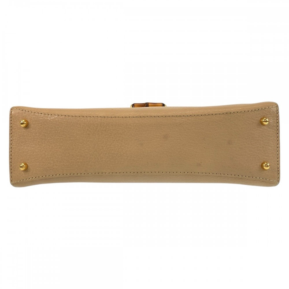GUCCI Handbag 000 110 Leather, Bamboo Beige Gold Metal Handbag Bamboo Women Used
