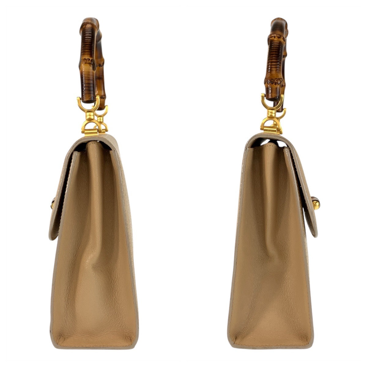 GUCCI Handbag 000 110 Leather, Bamboo Beige Gold Metal Handbag Bamboo Women Used