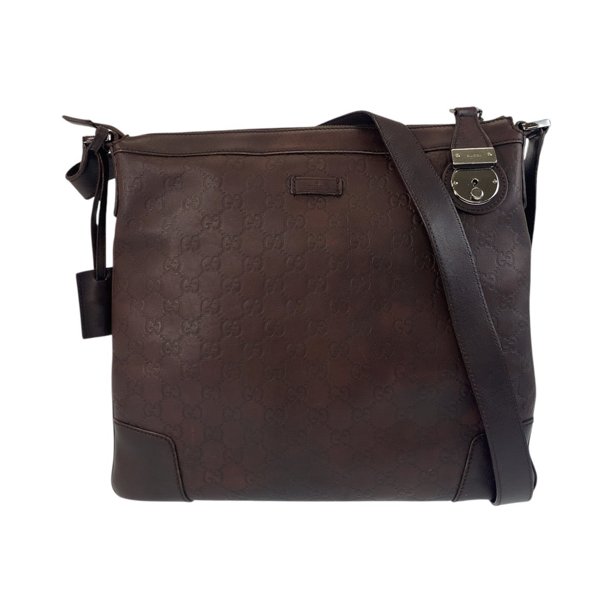 GUCCI Shoulder Bag 148476 leather Brown Silver Metal Shoulder Bag Messenger bag Guccisima Women Used
