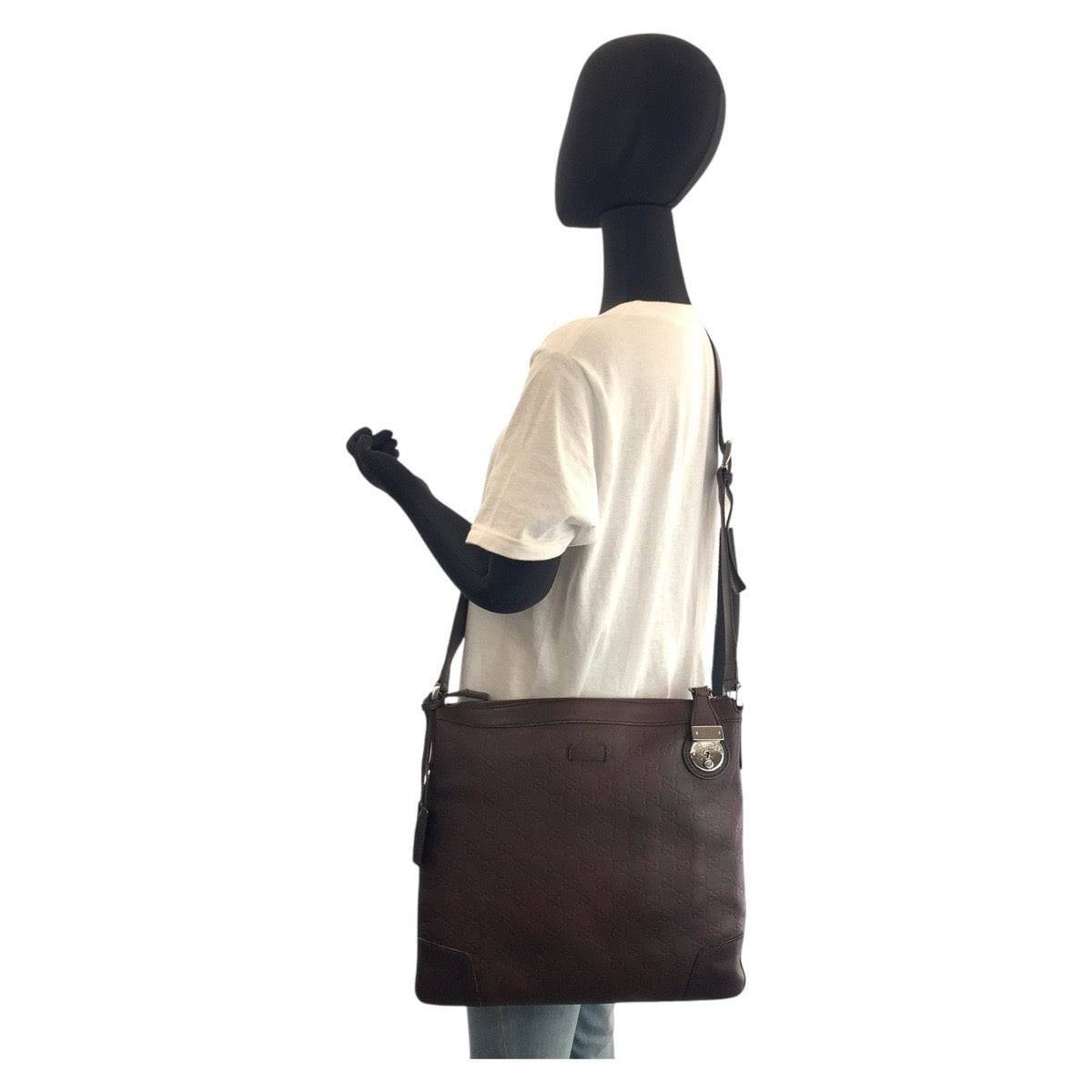 GUCCI Shoulder Bag 148476 leather Brown Silver Metal Shoulder Bag Messenger bag Guccisima Women Used